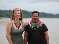 Zoë Tryon with Emergildo Criollo, leader of the Cofan people.
