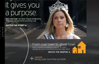 A screenshot of the web-based film, "Coal: A Love Story."